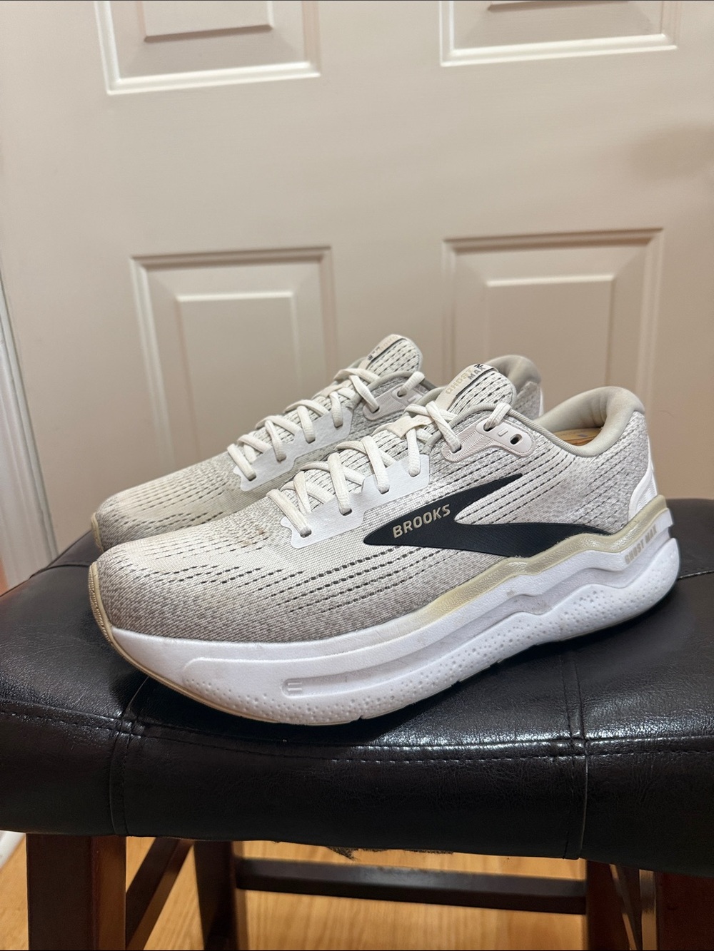 Brooks Ghost Max 2 Neutral Running Shoes in White and Beige